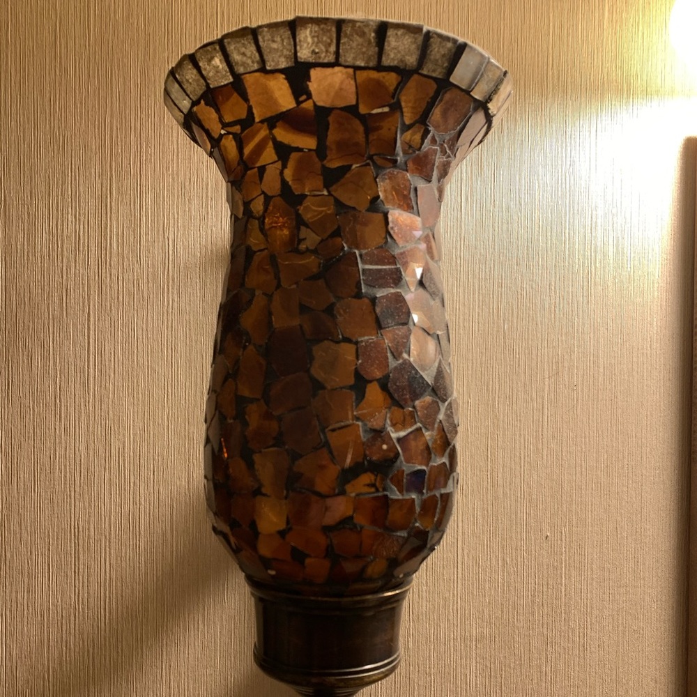 Mosaic wall candle holder. 12”length